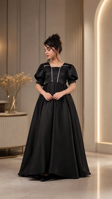 پیراهن ساتن مجلسی بلند دخترونه