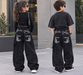 شلوار جین بالونی گلدوزی بال فرشته بچگانه